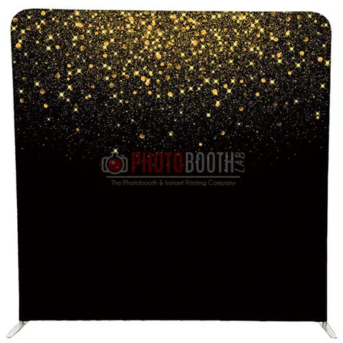 Black and Gold Glitter photobooth backdrop for hire in Durban and KZN
