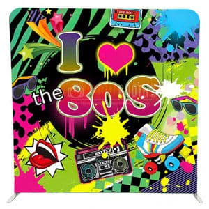 I Love the 80s photobooth backdrop for eighties themed parties