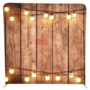 Wood Light Bulbs photobooth backdrop for hire in Durban and KZN