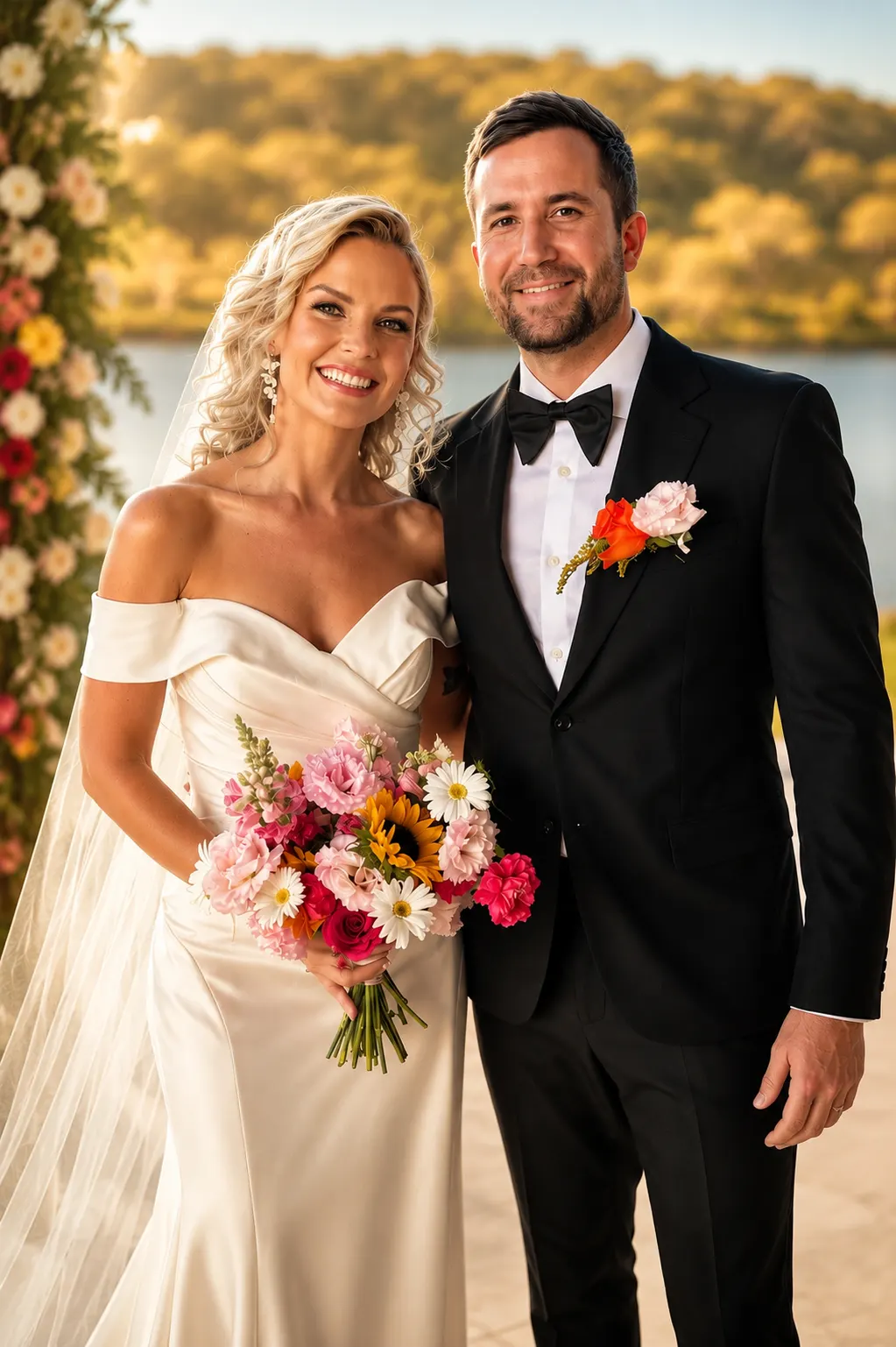 Animated-movie style AI portrait of a wedding couple printed at a Durban photobooth