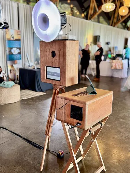 The Retrobooth with its ring flash on an exhibition stand at a KZN wedding expo