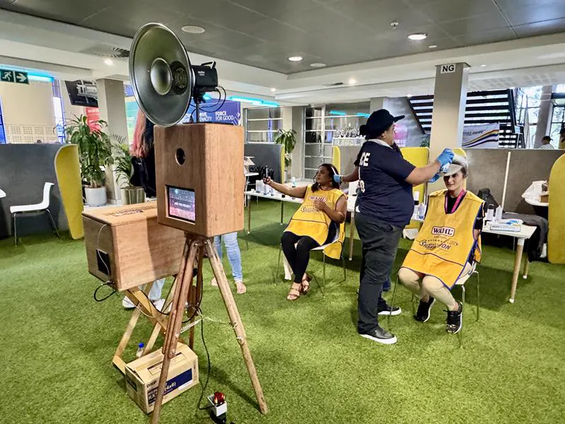 The Retrobooth at a Wahl Shave-a-Thon corporate wellness day in Durban