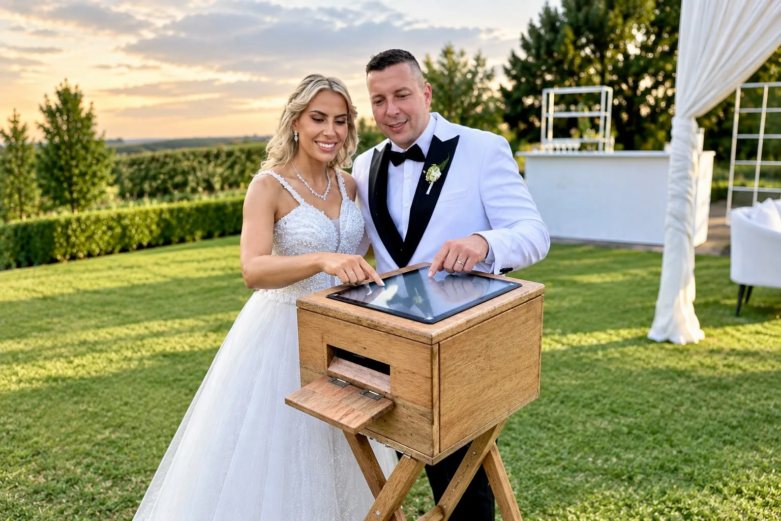 The Instant Printer kiosk printing photos for guests during canap&eacute;s at a Durban wedding