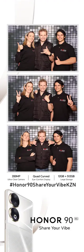 Honor photobooth photostrip template printed on the day by Durban Photobooths