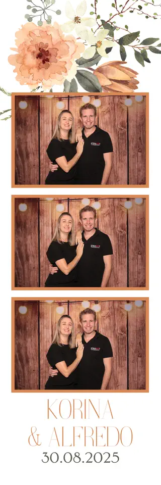 Wedding photobooth photostrip template printed on the day by Durban Photobooths