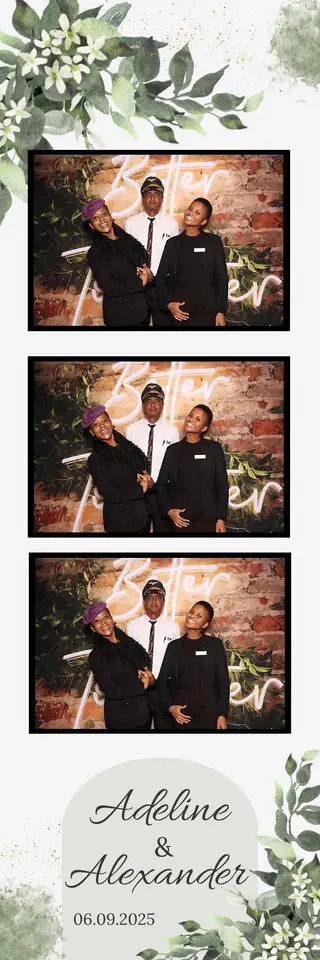 Wedding photobooth photostrip template printed on the day by Durban Photobooths