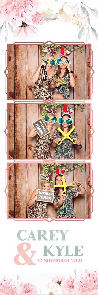 Wedding photobooth photostrip template printed on the day by Durban Photobooths