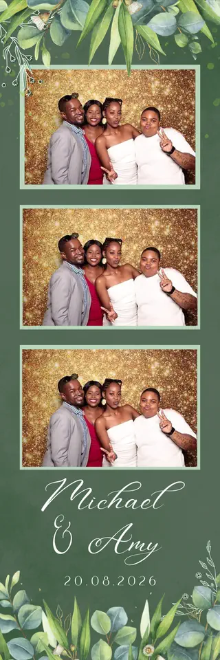Wedding photobooth photostrip template printed on the day by Durban Photobooths